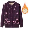 Women Autumn Winter Printed Sweater Single Breasted Middle Aged Grandma Clothing Thick Knit Plus Size Female Top
