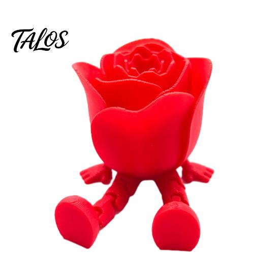Desktop Rose Decor Heart Ornament, 3D Printed Red Pen Holder Storage Ornament with Movable Joints, Figure for Valentine Day