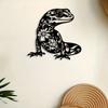 Metal Wall Art Frog with Flowers Black White Sculpture Unique Botanical Garden Spring Festival Decor for Quirky Charming Space Gift for Garden Lovers