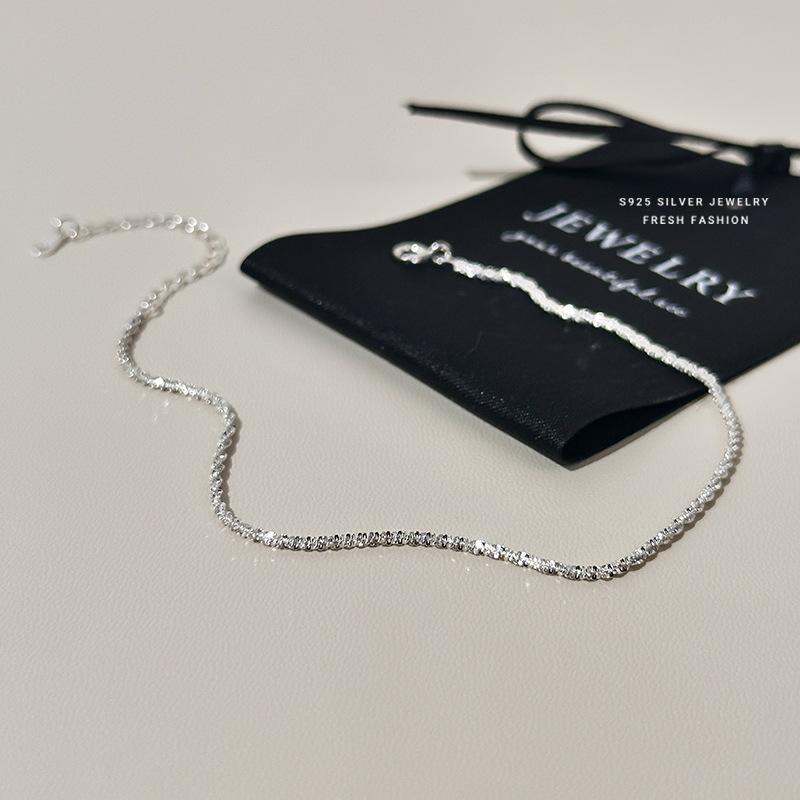 

925 Sterling Silver Light Luxury High Quality Anklet for Women Korean Exquisite Elegant Summer Foot Accessories серебряный