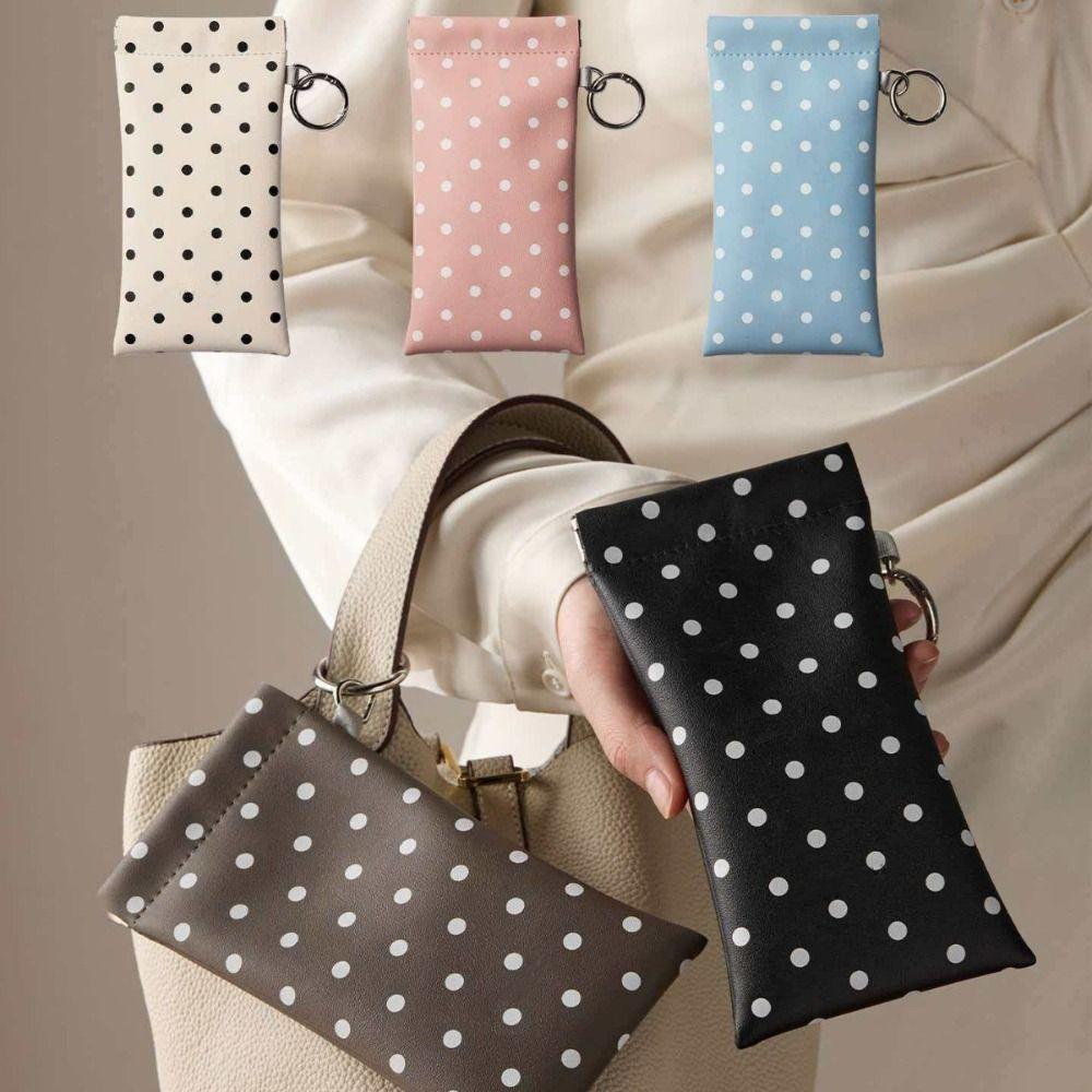 Mit Schlüsselanhänger Gepunktete Brillenetui Tragbare Leder Brillenaufbewahrungstasche Sonnenbrillenbeutel Outdoor