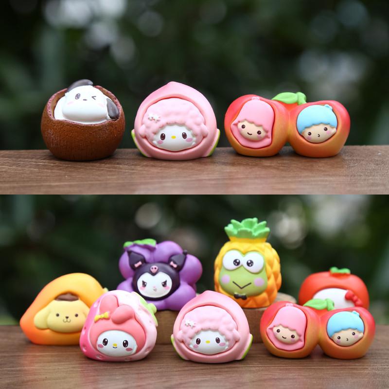 9pcs My Melody Creative Fruit Model Ornament Set For Kids And Collectors