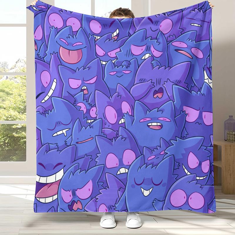 

Gengar Pokemon Cartoon Ectoplasma Flannel Blanket,Ultra Soft Warm Plush Throw for Home Bedroom Bed Sofa Cover Picnic gift 75x90cm