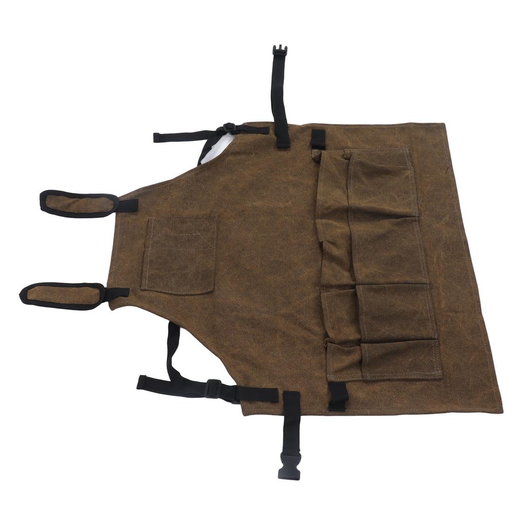 Woodworking Shop Apron Large Capacity Pocket Adjustment Shoulder Straps Waxed Apron for Carpentry Electrician
