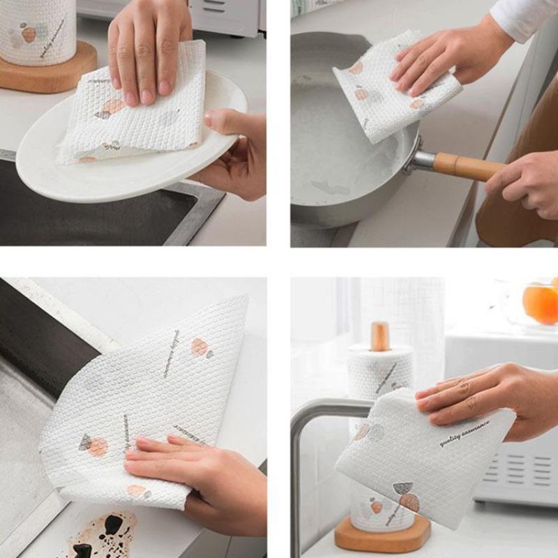 Disposable Lazy Rag Thicken Washable Cleaning Cloths Household Kitchen Wipes Dry-wet Double Use Dirt-removing Dishcloth Home