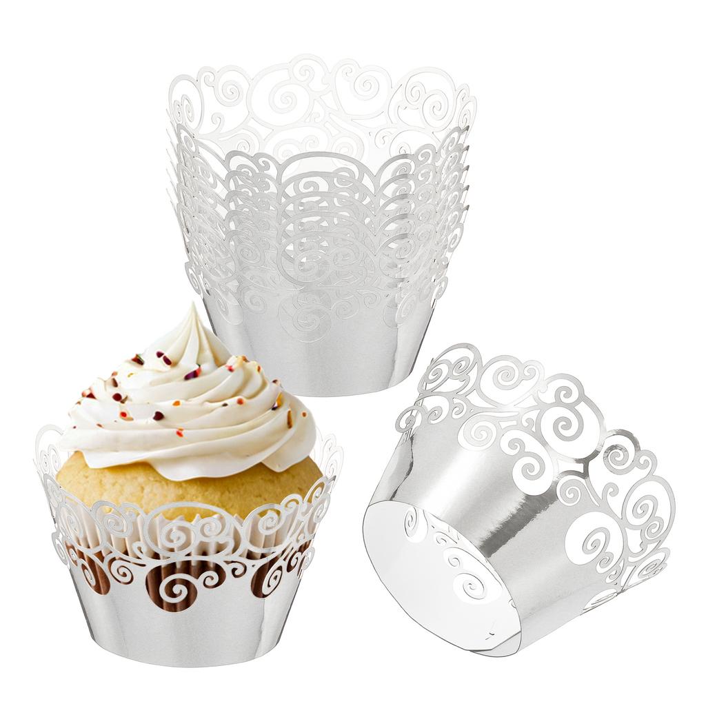 50 Pack Cupcake Wrappers Paper, Baking Cups Standard Cloud Decoration for Anniversary Birthday Weddings and Parties, Pink