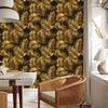 Flowers and Leaves Wallpaper Ochre, Gold, Black and Brown 50x1000
