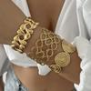 Vintage Stainless Steel Flower Heart Bracelet For Women Gold Color Irregular Geometric Cuff Bangles Bracelets Aesthetic Jewelry