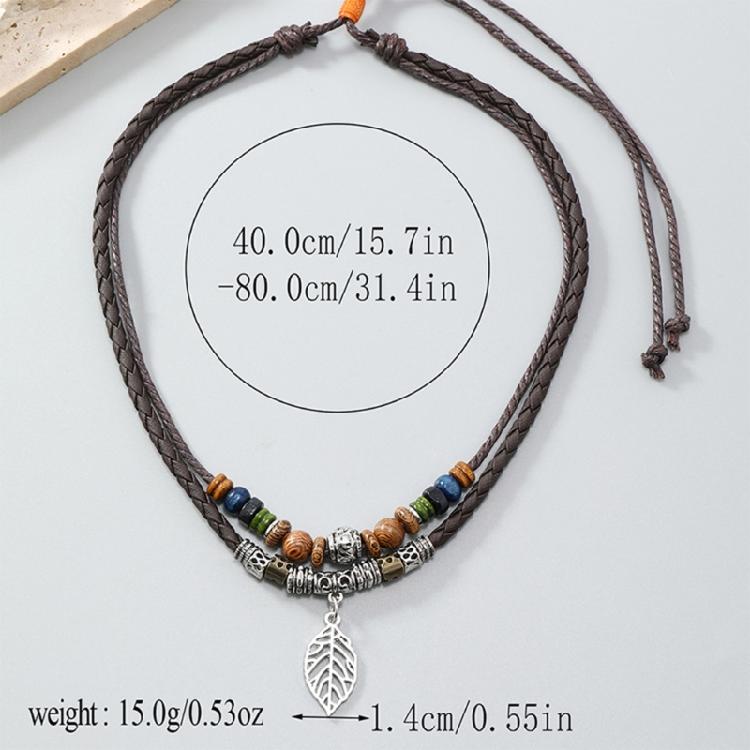 Natural Wood Bead Long Chain Necklace Handmade Multilayered Jewelry Fashion Adjustable Length Neckchain