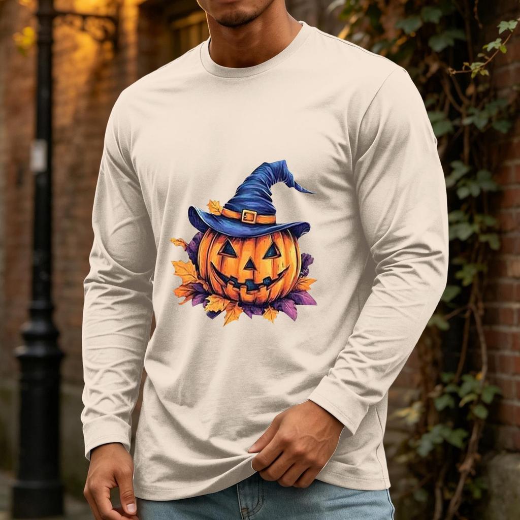 T-shirt Pull Longues Manches Col Rond Décontracté pour Homme pour Fête et Vacances d'Halloween
