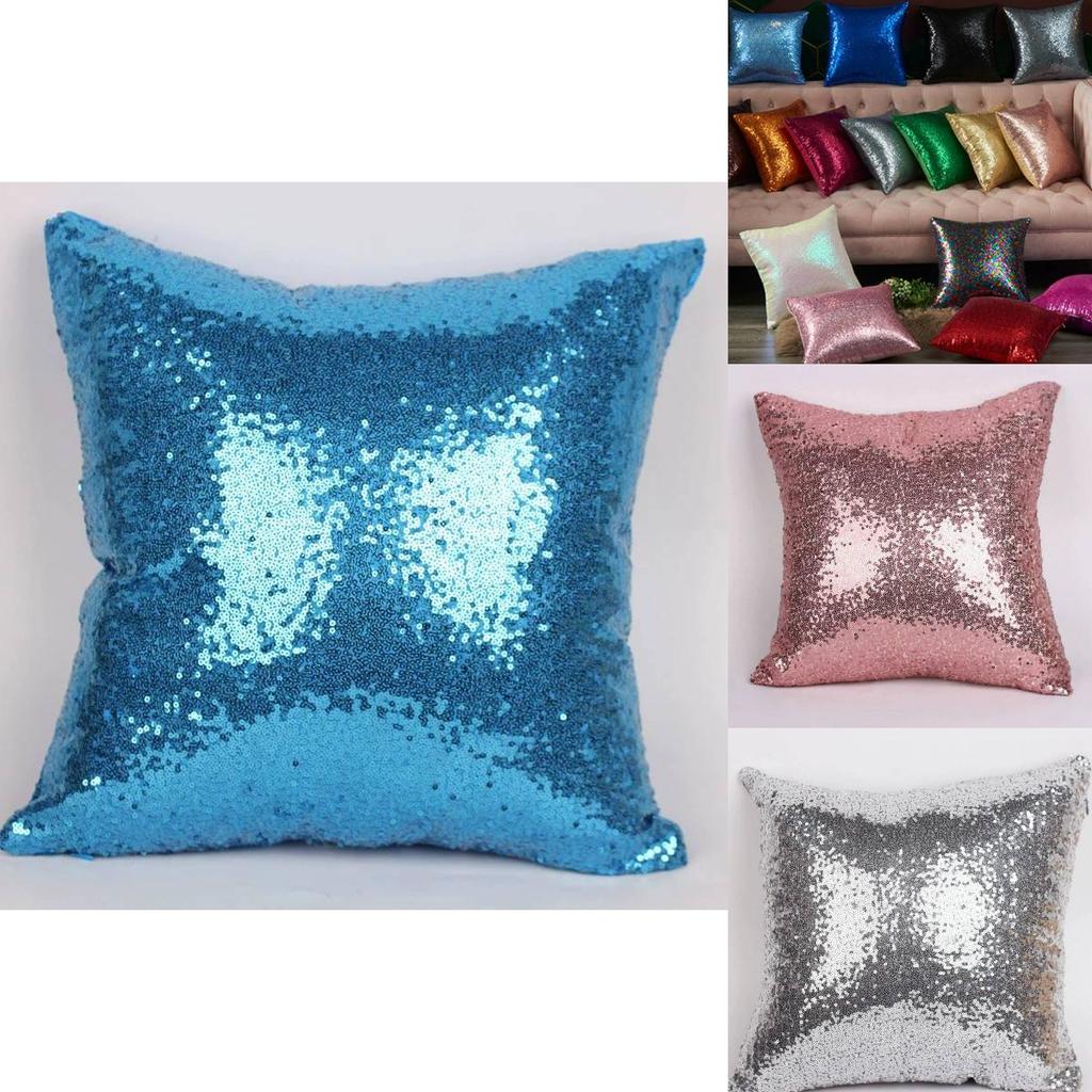 40x40cm Sequin Pillow Cover With Solid Color Design For Bedroom And Living Room