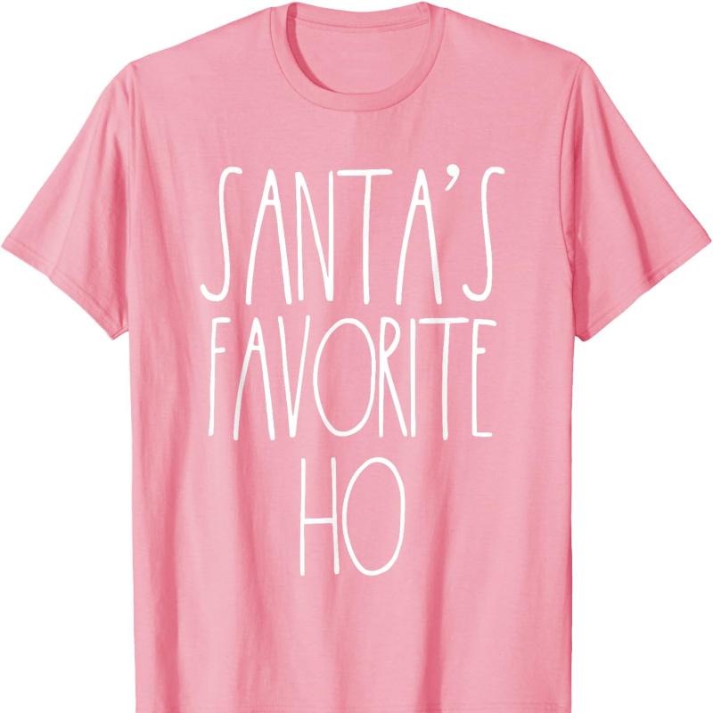 

Santas Favorite Ho Matching Christmas Shirts for Couples Cotton TShirt Crew Neck All Seasons Casual Women Clothes Funny Shirts S