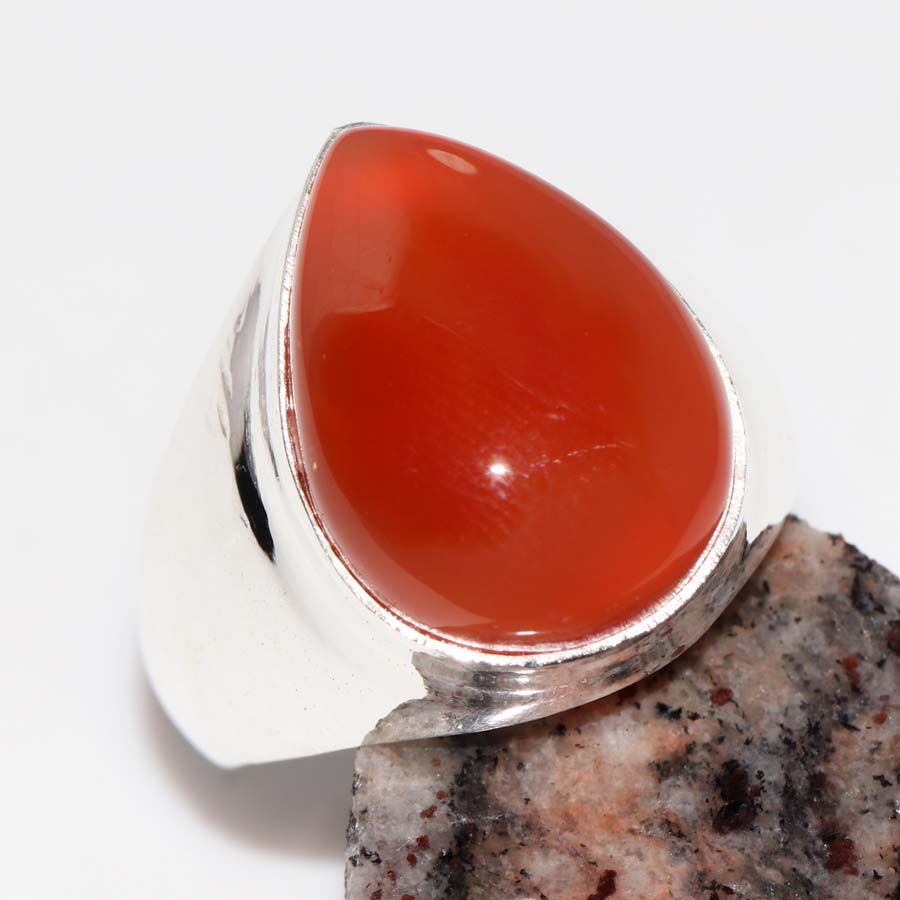 Man'S Carnelian Fine Finish 925 Silver Plated Ring US 9 Boho Festival Jewelry O0Z64