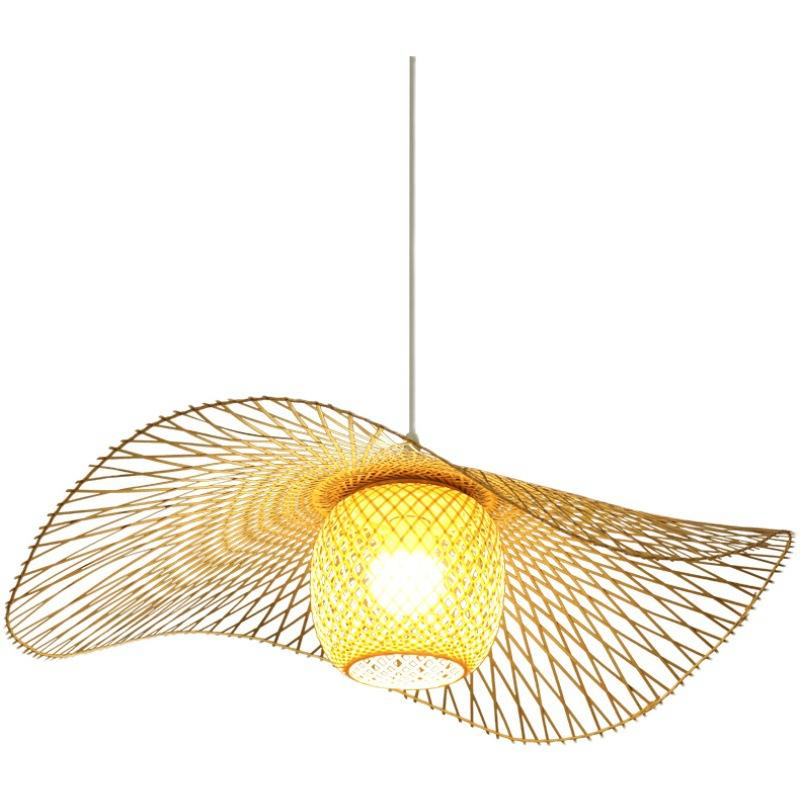 Bamboo Chandelier Pendant Lamp Hanging Wood Ceiling Light Decor LED Chinese Hand Kitted Handmade Lighting for Home Living Room