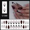 Pack of 24 French False Nail With Leopard Design Striped Floral Patterns Steel Beads For Women Elegant Press On Nail