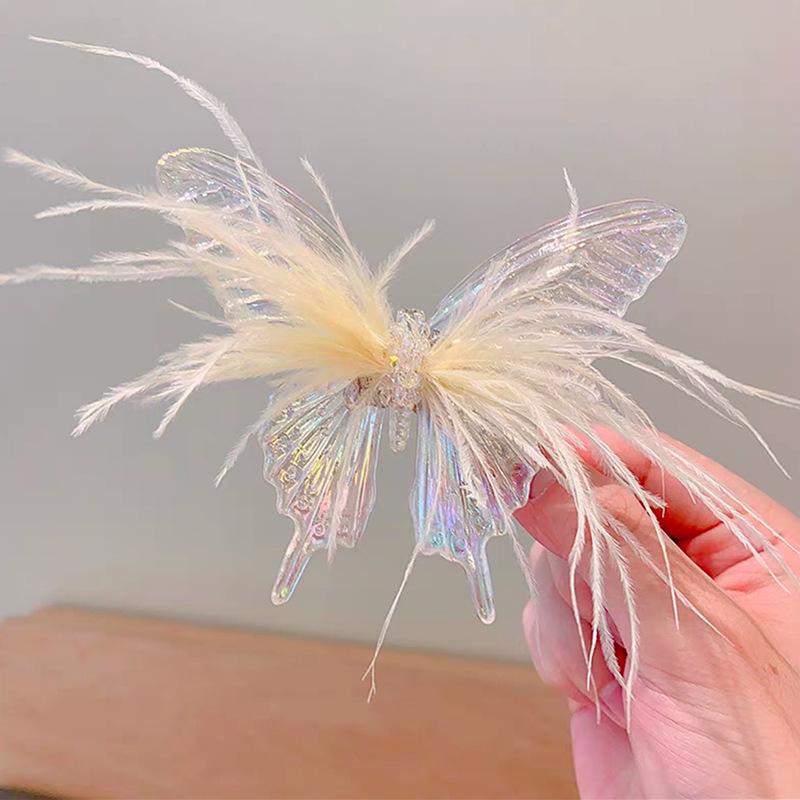 2023 Children's Butterfly Feather Hair Clips - Mermaid Princess 3D Hairpins for Girls, Baby Accessories, Headwear Jewelry