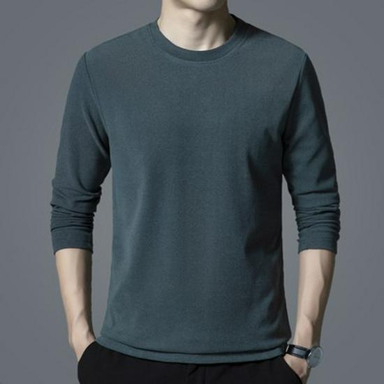 Woodpecker Men's Double-Brushed Long Sleeve Semi-High Collar Top for Autumn/Spring