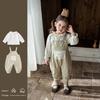 Trendy Korean Mori Style Floral Jumpsuit and Lace Two-Piece Set for Baby Girls