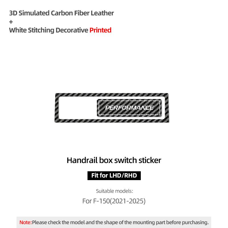 Made of Alcantara Betterhumz For Ford F-150 SVT Raptor -2025 Car Armrest Box Trim Stickers Tuning Decor Interior Accessories Carbon Fiber Leather