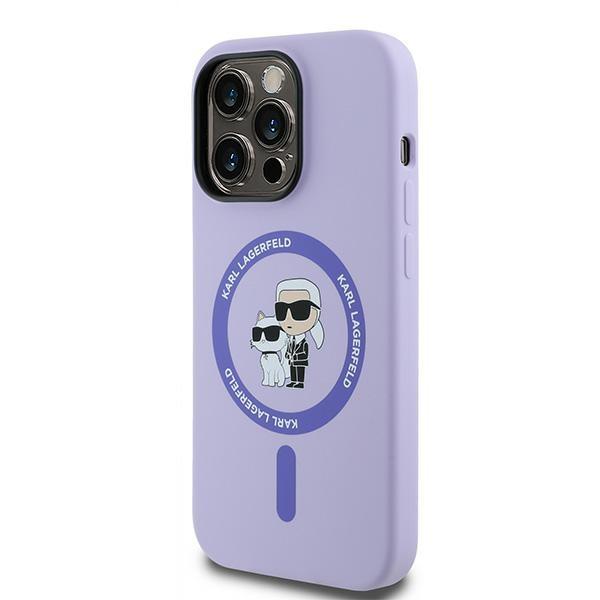 Karl Lagerfeld Klhmp14Lscmkcrhu Iphone14 Pro 6.1 Fioletowy/Purple Hardcase Silicone Karl&Choupette Heads Ring Magsafe