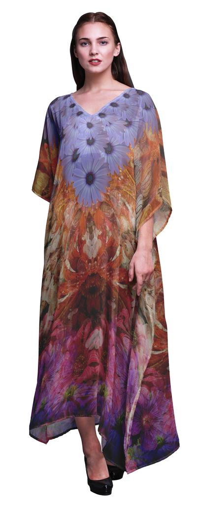 Phagun Daisy & Wild Flower Floral Ladies Kaftan Holiday Loungewear Maxi Dress Beach
