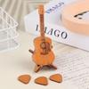 Wooden Guitar Pick Box With Standard 3 Pcs Engraved Guitar Picks Box Guitar Plectrum Storage Box For Guitar Lovers Guitarists