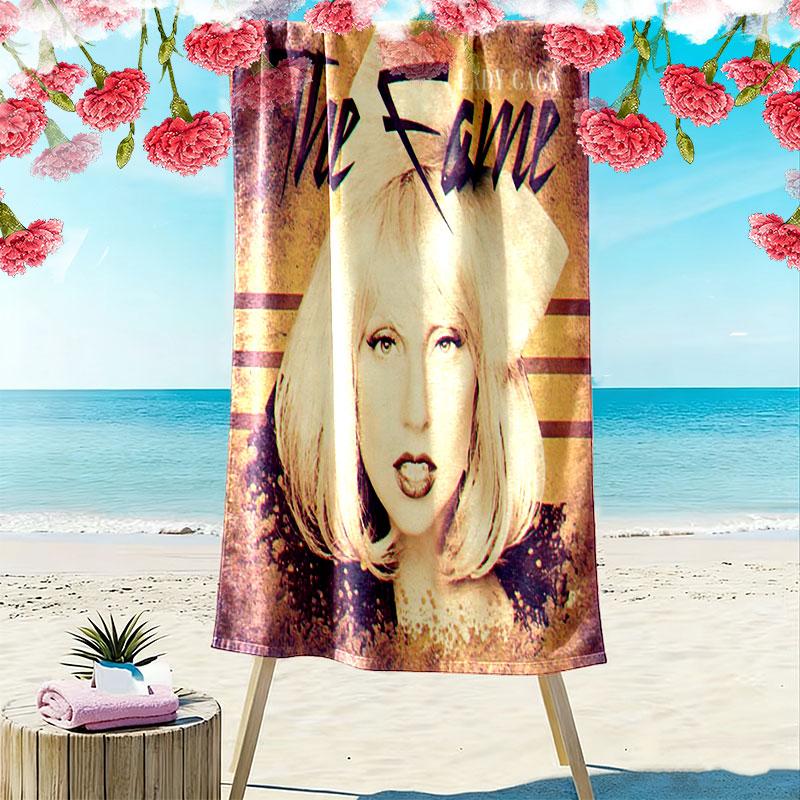 LADY GAGA Print Beach Towel, Large Soft Quick Dry Towel for Beach Camping Swimming