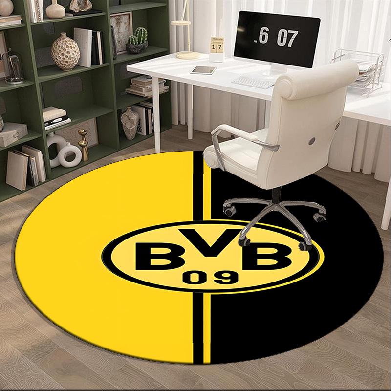 1 buc. covor rotund Design Minge de Fotbal Bvb Covor Rotund pentru Zonă Imprimat, Covor pentru Casă Birou, Covor Rotund pentru Scaun, Covor Decorativ Cadouri pentru Fani Cadou de Crăciun