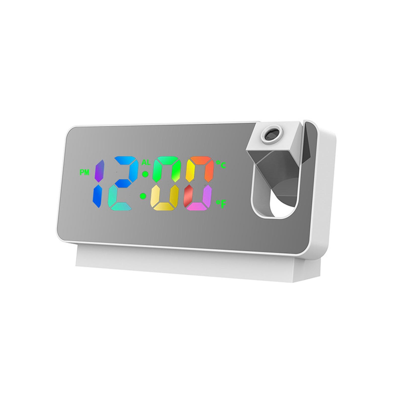 

Projection Alarm Clock Digital Clock with 180 degrees Rotatable Projector Clear Colorful Large LED Display 12 24H белый