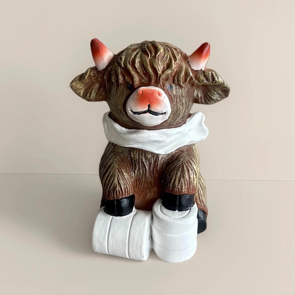 Highland Cow Resin Statue: Creative Festival Bathroom and Home Decoration Gift