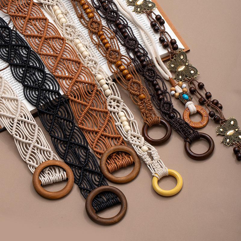 Bohemian Woven Waist Rope Belt Retro Ethnic Decorative Waist Chain For Women, Korean Style Casual Accessory