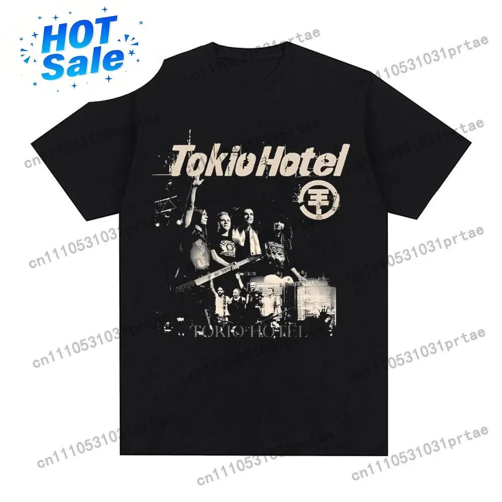 Rock Band Tokyo Hotel Beyond The World 2023 Tour Tshirt Unisexs Fashion Trend Summer Print 100 Pure Casual Shortsleeved Black
