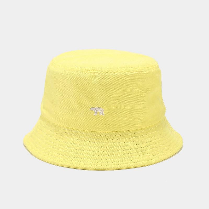 New climbing bear embroidered fisherman hat simple literary small fresh basin hat student couple sun hat