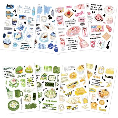 8 Sheets Snack Stickers Waterproof Vinyl Cake Coffee Decals Sticker for Water Bottle Laptop Luggage Skateboard Phone