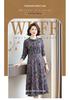 2026 Spring Retro Print Long Sleeve Knee-Length Dress for Middle-Aged and Elderly Moms - Stylish and Elegant Skirt