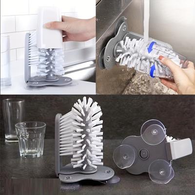 2-in-1 Cup and Wine Glass Cleaning Brush with Suction Cup - Perfect for Kitchen Sink and Beverage Cups - Easy and Efficient Cleaning