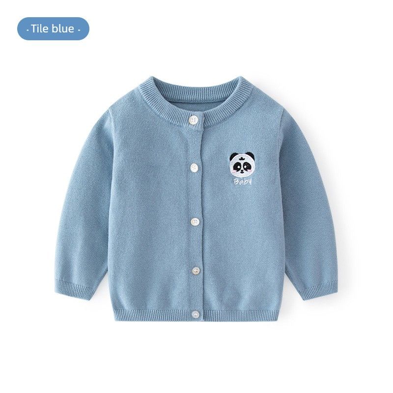 Детская одежда Весна и Осень Детский свитер-кардиган с вышивкой Пальто Мальчики и Девочки Детский свитер Малыш Панда Свитер с круглым вырезом Valance - Bd046 120 cm