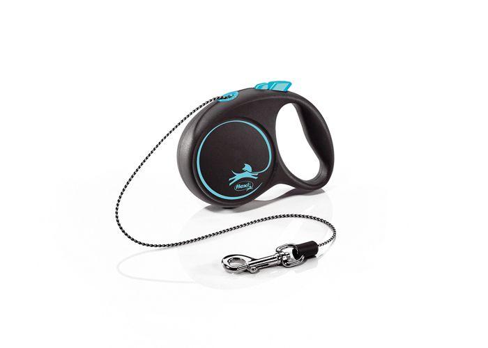 Laisse enrouleur - Flexi - FU02C3-251-S-CHBL - 3m - Noir/Bleu - Pour petits animaux jusqu'à 8kg