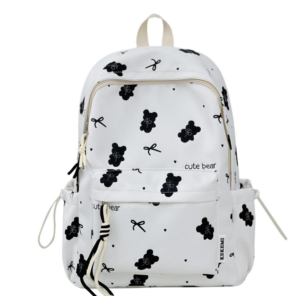 Schoolbag1011 New Japanese Small Fresh School Bag Cute Girl Heart Printed Bear Backpack Women's Backpack