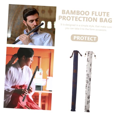 Abaodam Bamboo Flute Protective Bags, Set of 2, Cotton Linen with Drawstring, 39 X 5 X 0.5cm, Lightweight (Approx. 40g), Assorted Random Patterns, Was