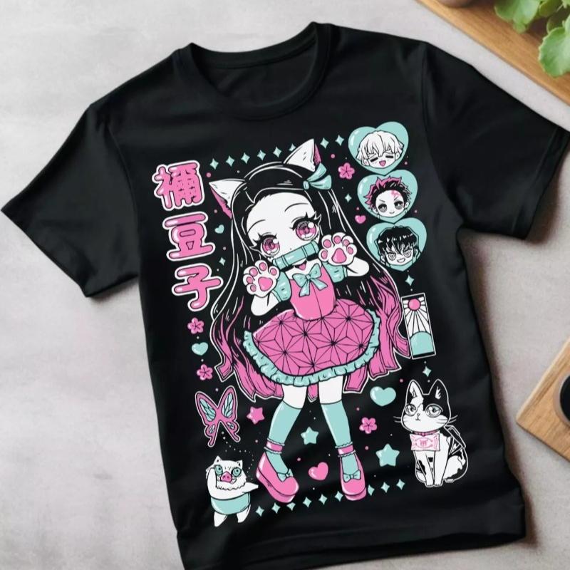 Nezuko T-shirt Demon Killer Kimetsu No Yaiba Tanjiro Anime Manga Summer New Men and Women Streetwear