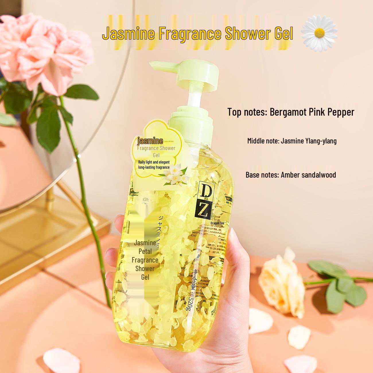 

DZ Rose & Cherry Blossom Scented Shower Gel - Moisturizing, Long-Lasting Floral Fragrance with Flower Petals