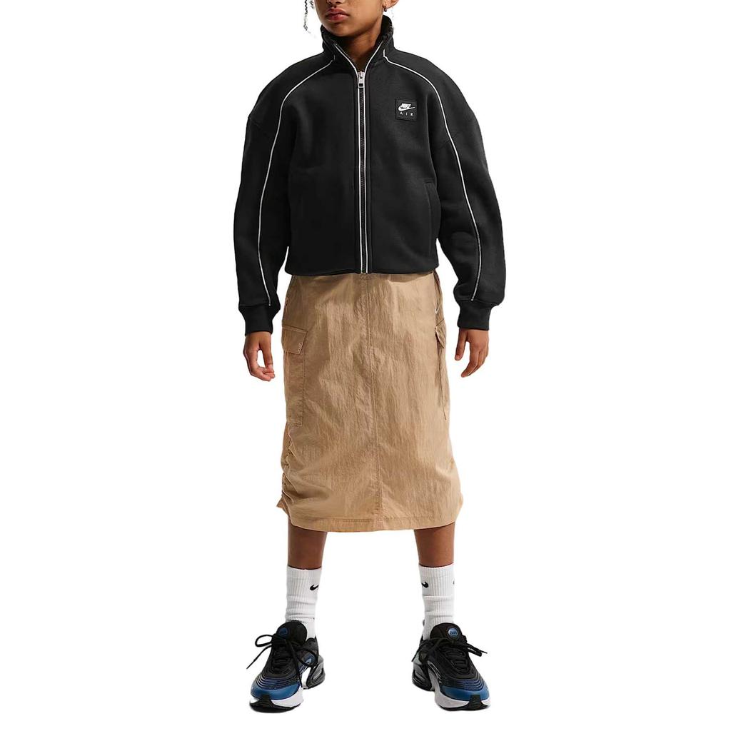 Nike Loose Fit Long Sleeve Solid Color Stand Collar Jacket Kids Jackets II7348-010