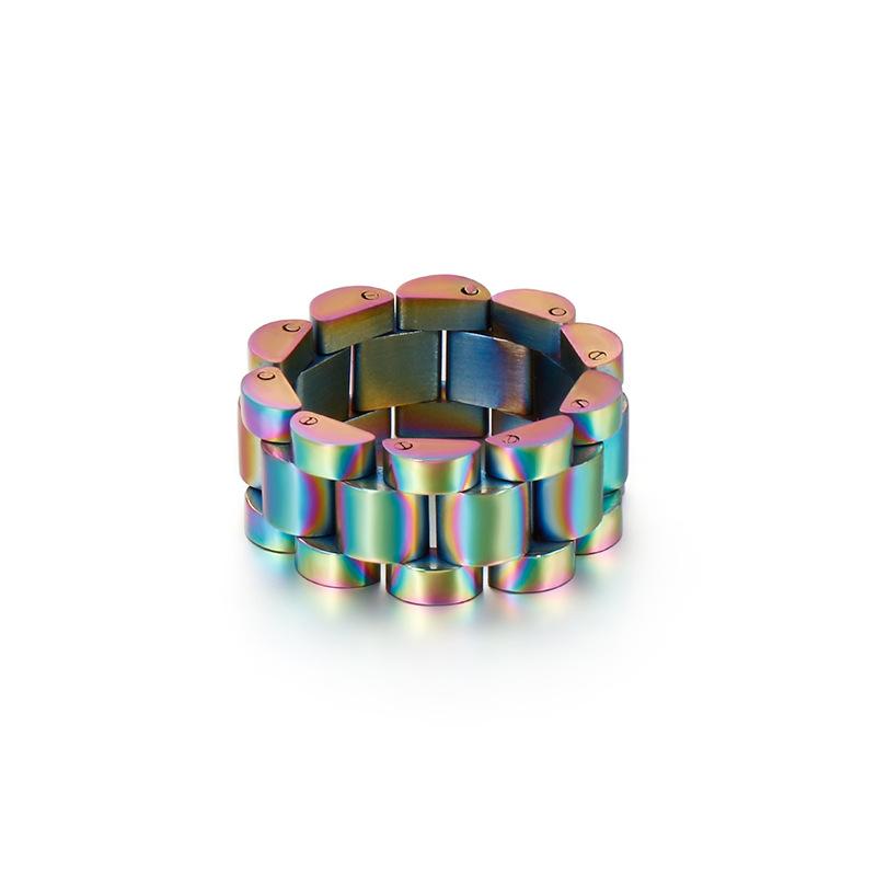 Pierścionek Stal Nierdzewna Męski Prosty Wiatr Pierścionek Łańcuszek do Zegarka Design Biżuteria Hip Hop