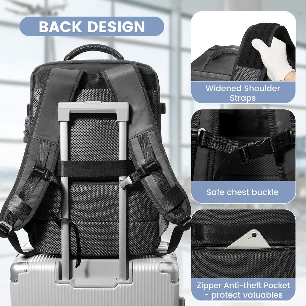 Large-Capacity Air Vacuum Compression Travel Backpack Men Business Computer Bag Black Bag Hand Luggage Backpack Cabin Bag