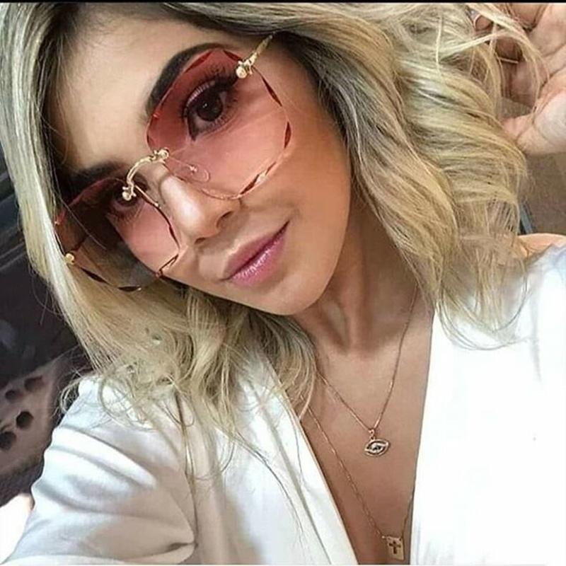 Vintage Square Sunglasses Woman Classic Frameless Gradient Mirror Sun Glasses Female Fashion Rimless Sun Glasses