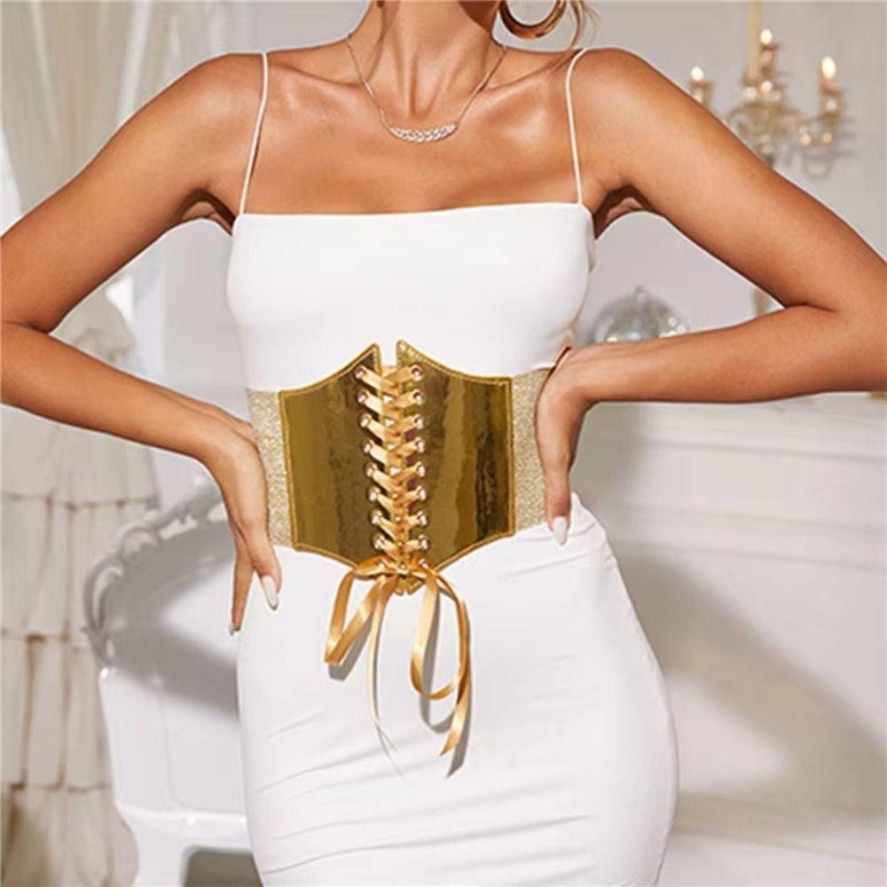 Dress Girdle Female Waistband High Waist Wide Waist Belt Luxury Gold Cummerbunds  Corset