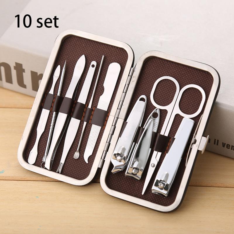 8-18 Pcs Manicure Set Nail Clippers Kit Professional Stainless Steel Nail Care Tools with Leather Travel Case For Man and Women