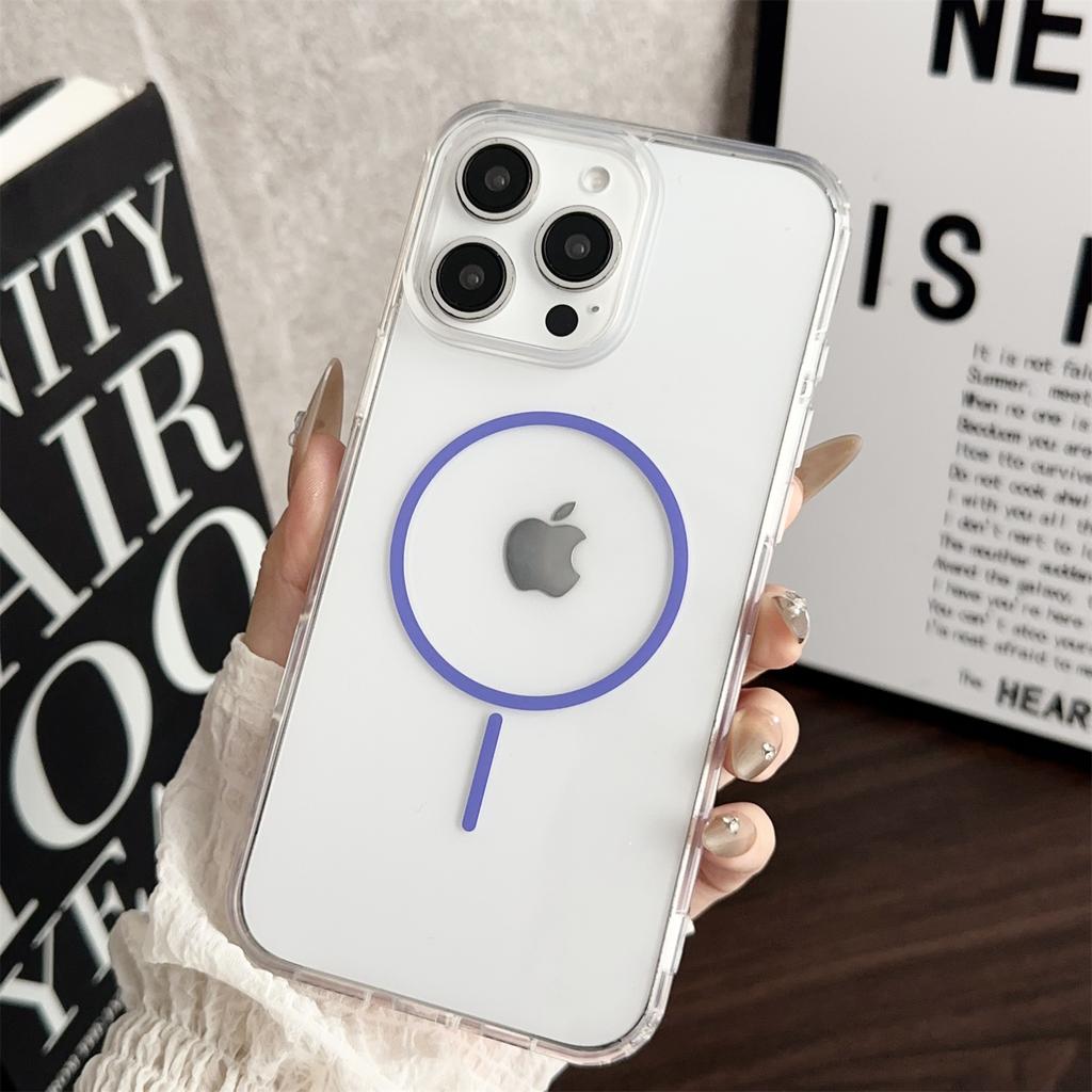 Für iPhone 16 Pro Max Magnetische Hülle Acryl TPU Transparentes Handy-Rückcover