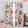 2pcs,2D Plane Printing Window Curtain Christmas Ornaments Merry Christmas Gifts Polyester Fabric (without Rod) Decorations For